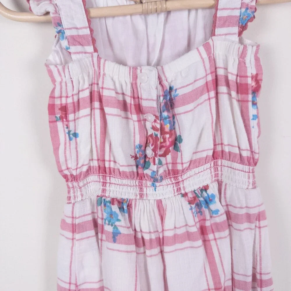 Ralph Lauren Cotton Plaid Floral One-Piece Dobby Romper Red White Baby‎ Sz 6m